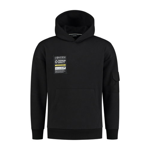 Hoodie pocketlabel - black Hoodie pocketlabel - black