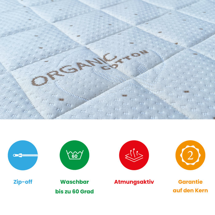 Kindermatratze 90x185 Kaltschaum HR55 Organische Baumwolle