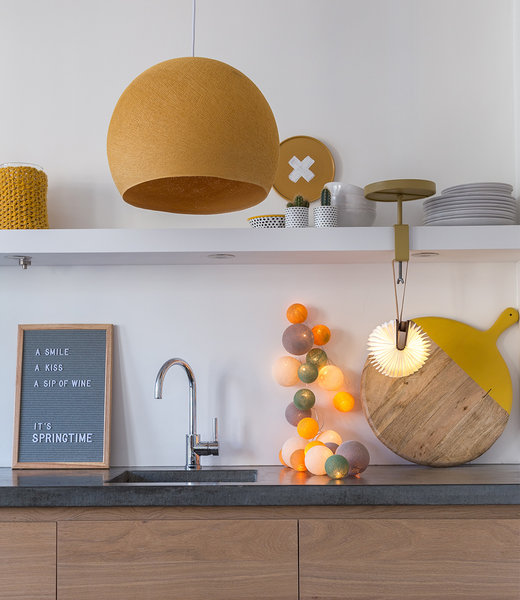 COTTON BALL LIGHTS Inspiration | Kitchen | Mustard Hanging lamp Three Quarter