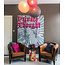 Cotton Ball Lights Inspiratie | Woonkamer | Bright Pink Shell Stone Triple Hanging Lamp