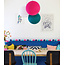 COTTON BALL LIGHTS Inspiratie | Woonkamer | Bright Pink Heavy Aqua White Triple Hanging Lamp