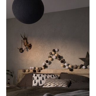 Cotton Ball Lights Inspiration | Bedroom | Black Hanging Lamp Regular Taupe