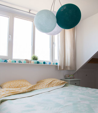 Cotton Ball Lights Inspiration | Bedroom | Triple Light Aqua White Heavy Aqua
