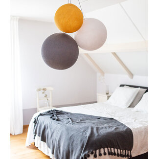 Cotton Ball Lights Inspiration | Bedroom | Triple White Mid Grey Mustard