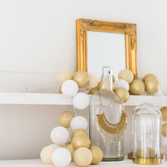 COTTON BALL LIGHTS Inspiration | Party | Sparkling String Light Touch of Gold