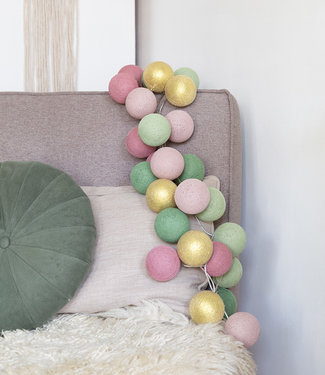 Cotton Ball Lights Inspiratie | Feest | Mix & Match Lichtslinger Dirty Rose Gold Sage Powder Green