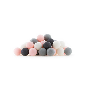 COTTON BALL LIGHTS Regular Light String - Pink/Grey