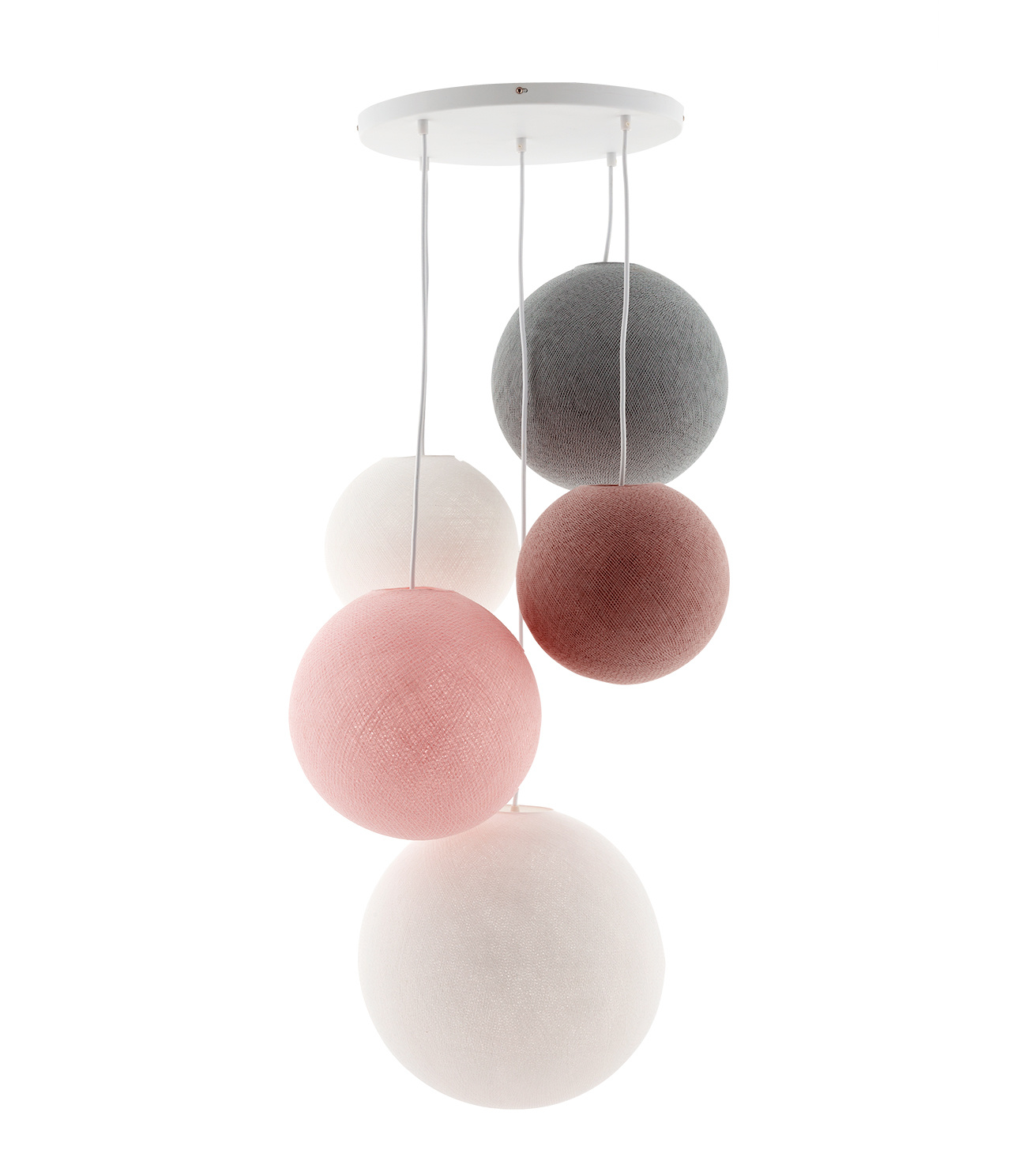 Cotton Ball Lights vijfvoudige hanglamp roze en grijs - Blushy Greys (5-Deluxe)
