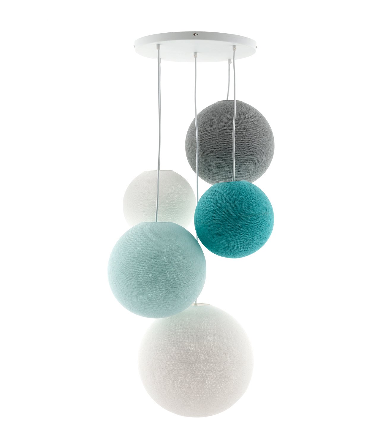 Cotton Ball Lights vijfvoudige hanglamp blauw en grijs - Sea Breeze (5-Deluxe)