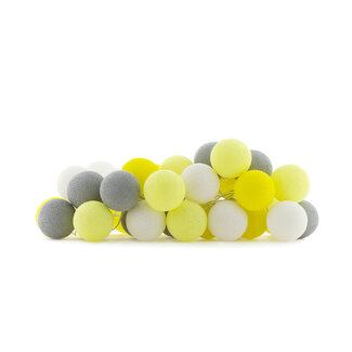 COTTON BALL LIGHTS Regular Light String - Yellow/Grey