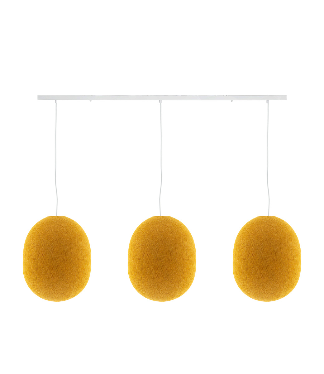 Cotton Ball Lights Drievoudige hanglamp balk - Oval Mustard