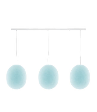 COTTON BALL LIGHTS Dreifach Pendelleuchte (am Balken) - Oval Light Aqua