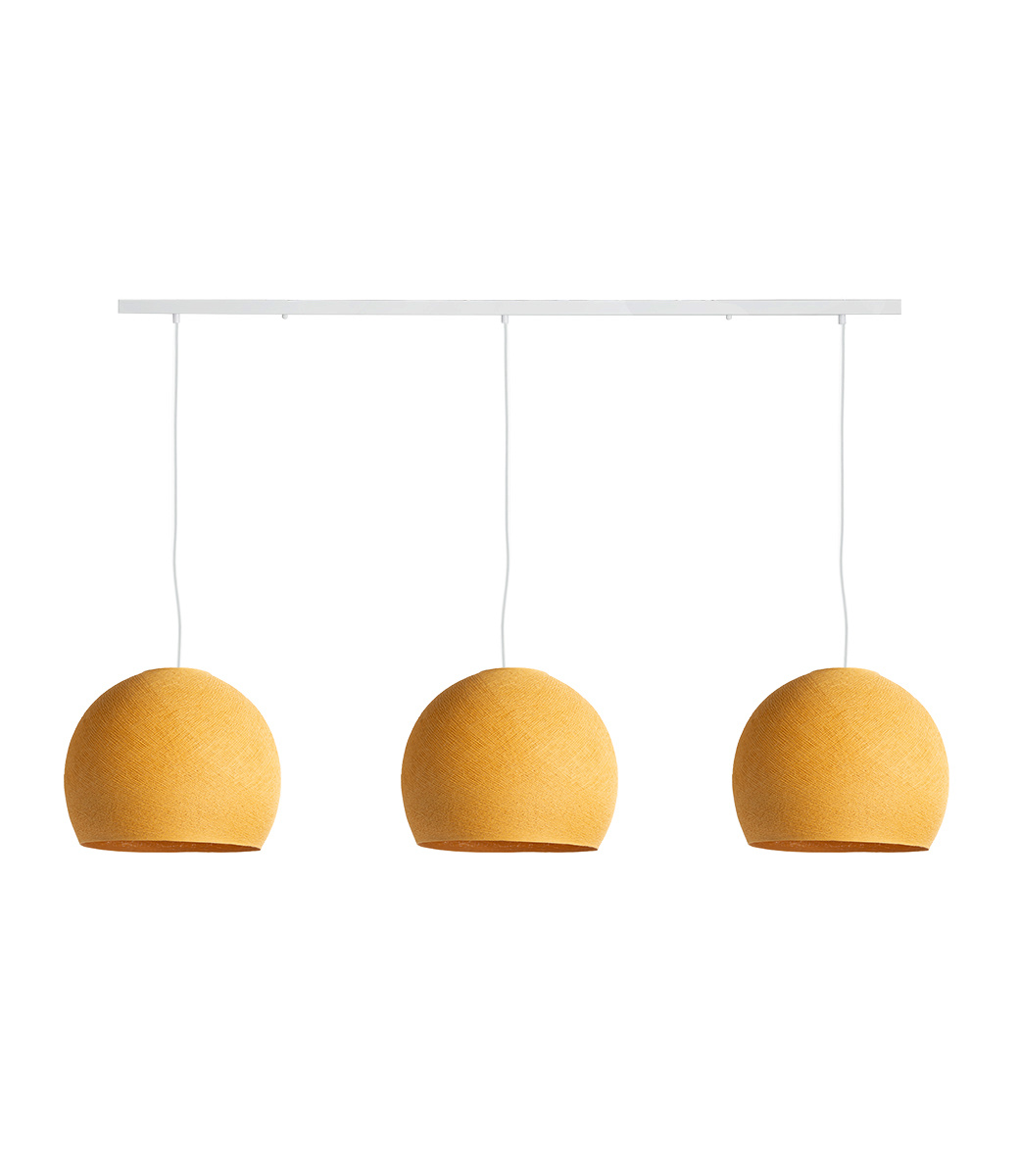 Cotton Ball Lights Drievoudige hanglamp balk - Driekwart Mustard