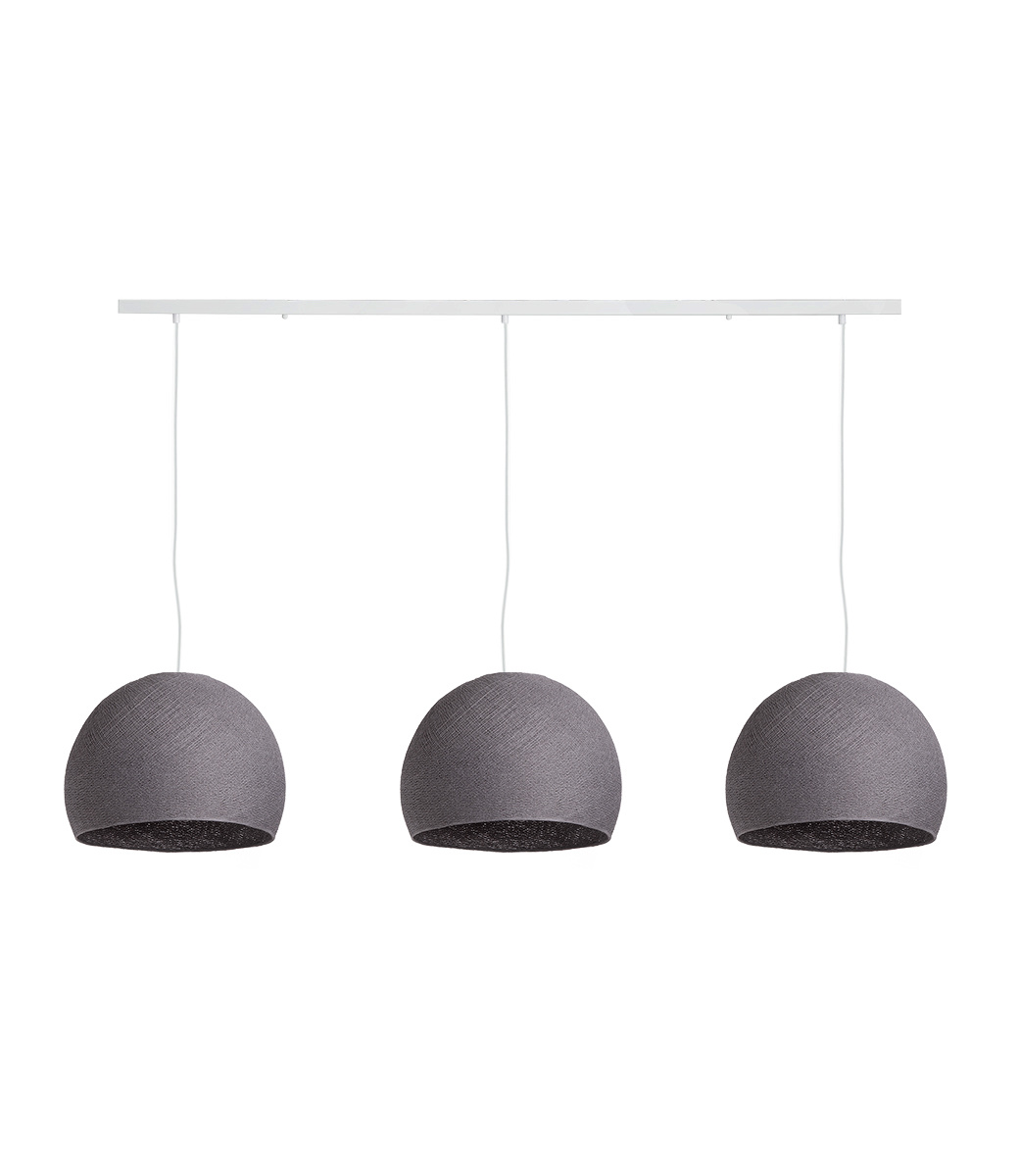 Cotton Ball Lights Drievoudige hanglamp balk - Driekwart Mid Grey