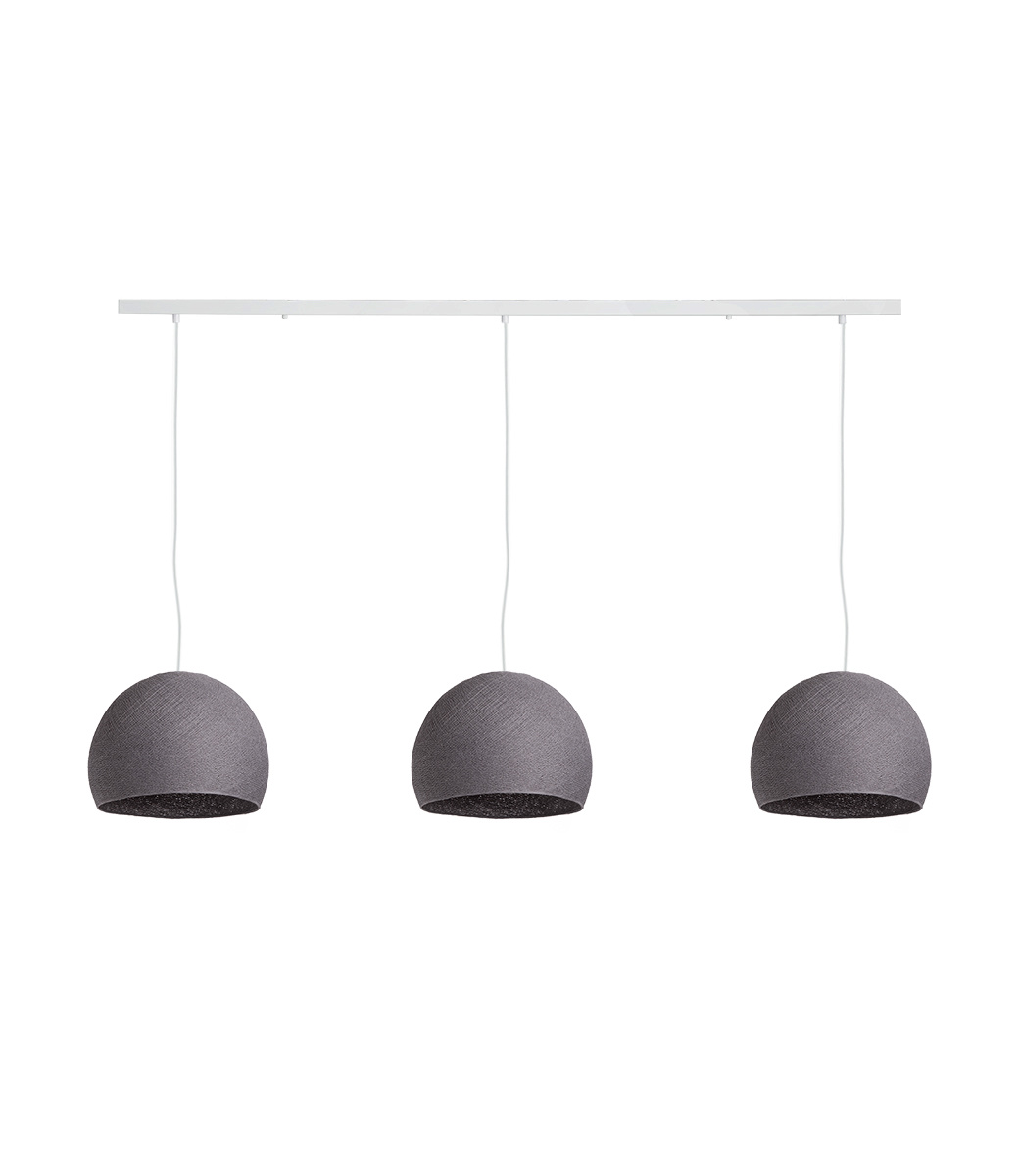 Cotton Ball Lights Drievoudige hanglamp balk - Driekwart Mid Grey