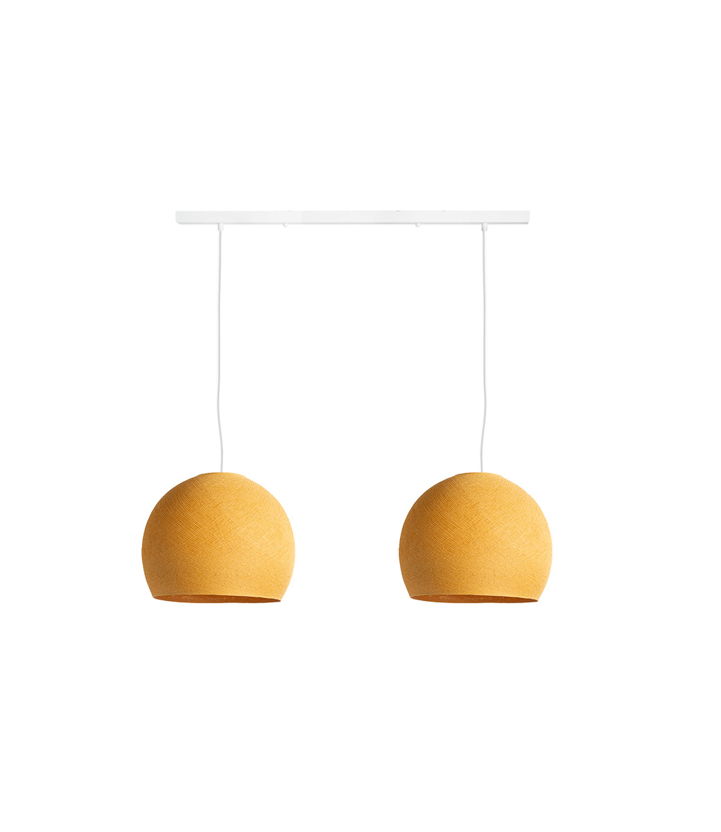 Cotton Ball Lights Tweevoudige hanglamp balk - Driekwart Mustard