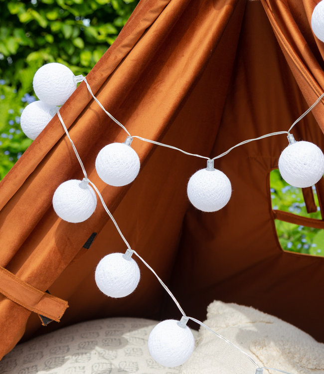Cotton Ball Lights buiten feestverlichting wit - 20 ballen - Blanco