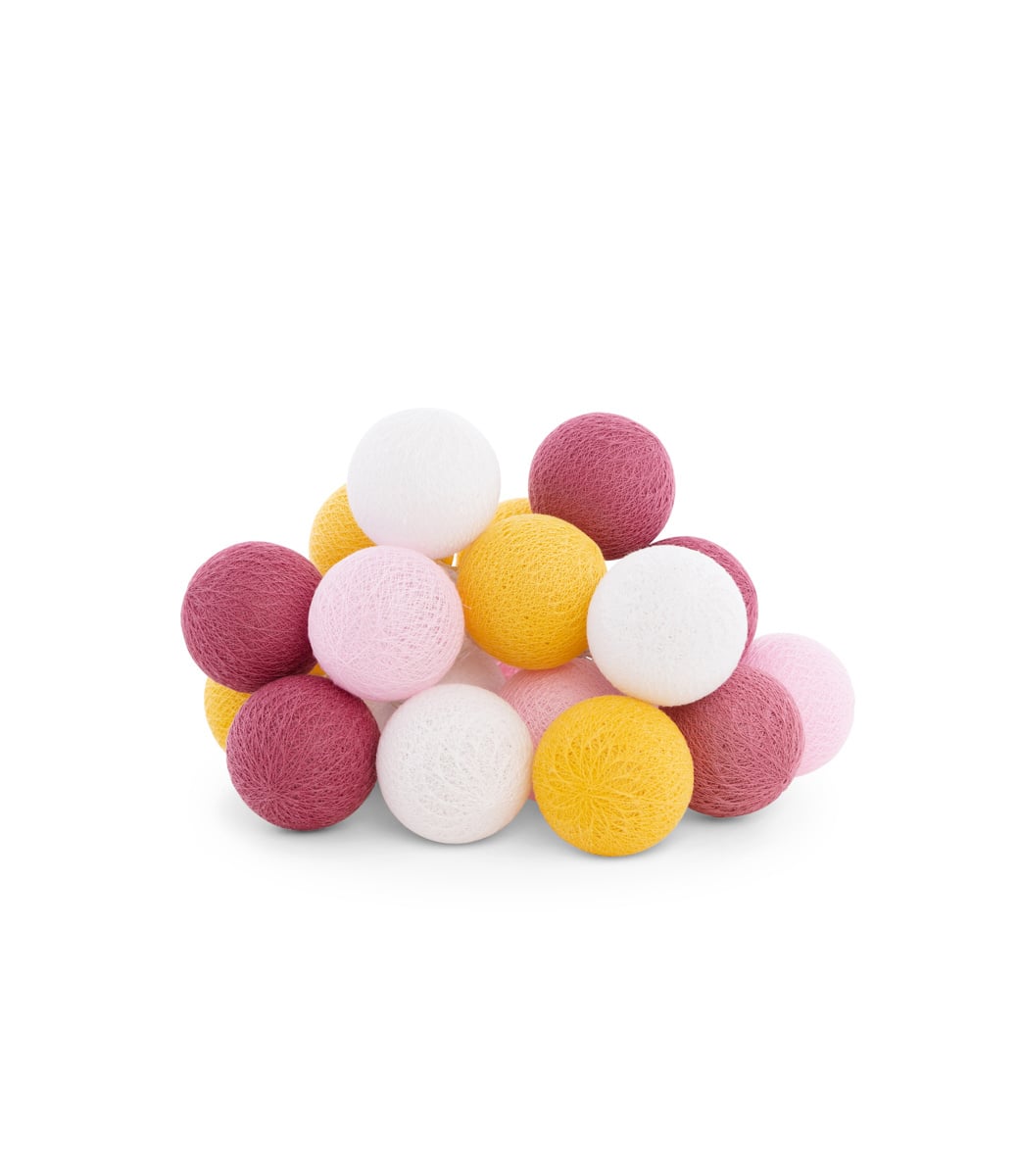 Baumwollkugeln Lichterkette 2 M Mit 10 LED – Macaron-Farben, USB-Betrieben, Bunte Bälle – Für Kinderzimmer, Weihnachten, Hochzeit, Party