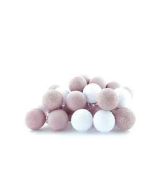 Cotton Ball Lights Sparkling Light string - Silver / Pale Pink