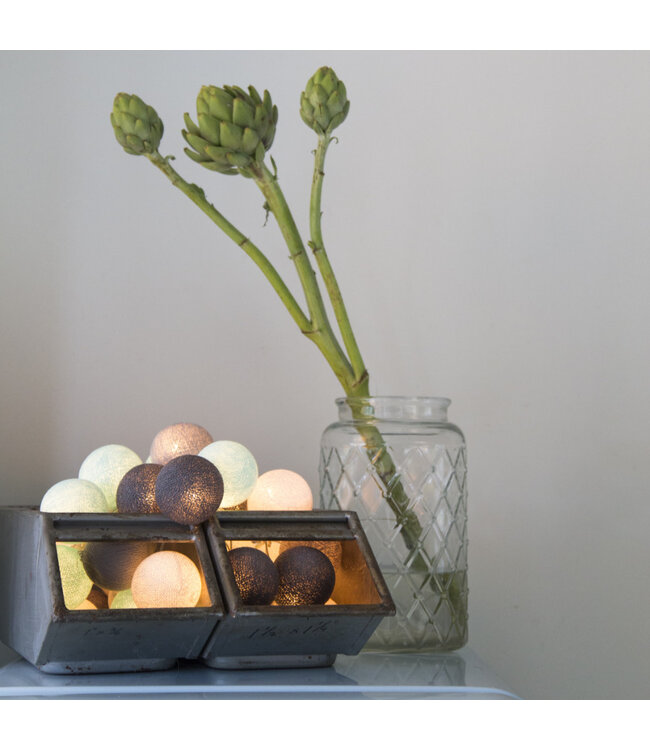 Cotton Ball Lights - Indoor lichtslinger - Aqua Grey - 20 lampjes