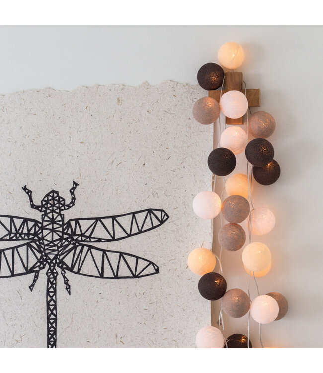 Cotton Ball Lights - Indoor lichtslinger - Taupe - 20 lampjes