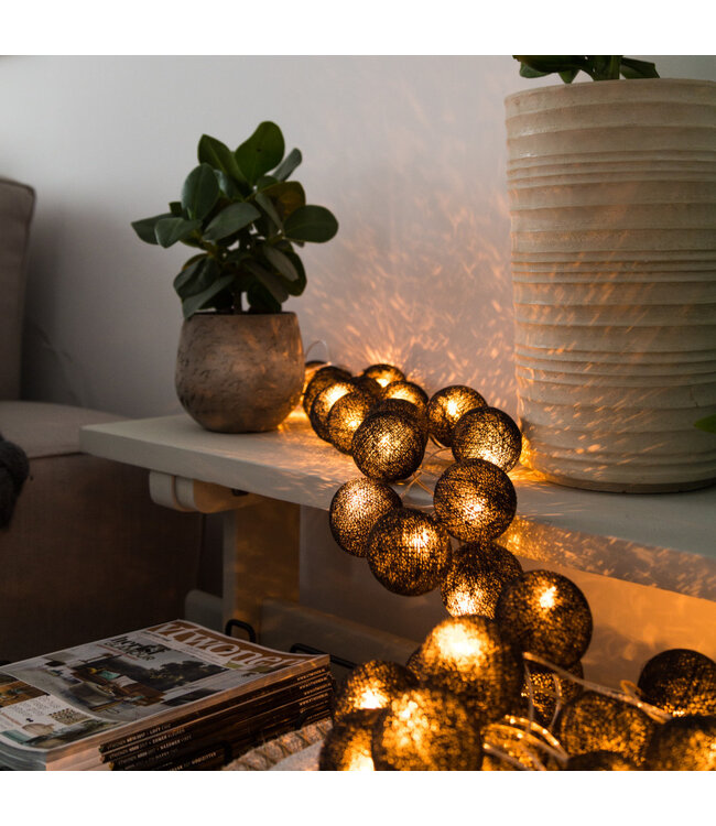 Cotton Ball Lights - indoor lichtslinger - Black - 20 lampjes