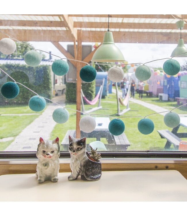 Cotton Ball Lights - Indoor lichtslinger - Aqua - 20 lampjes