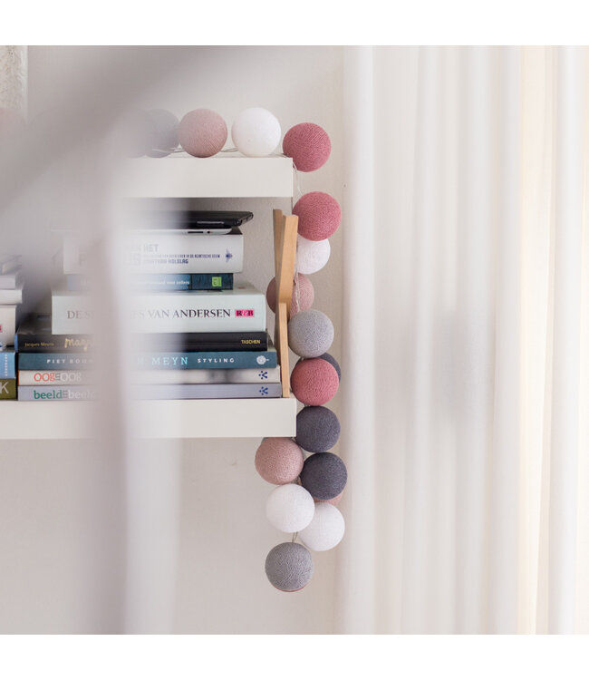 Cotton Ball Lights - Indoor lichtslinger - Dirty Rose - 20 lampjes