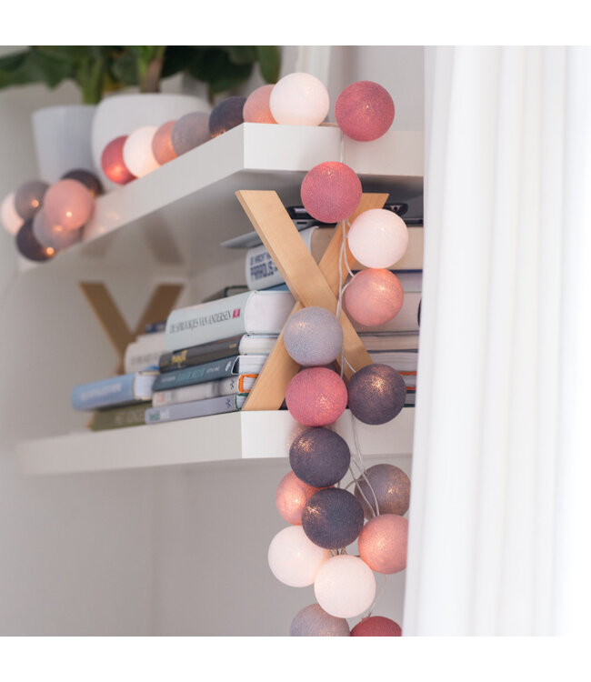 Cotton Ball Lights - Indoor lichtslinger - Dirty Rose - 20 lampjes