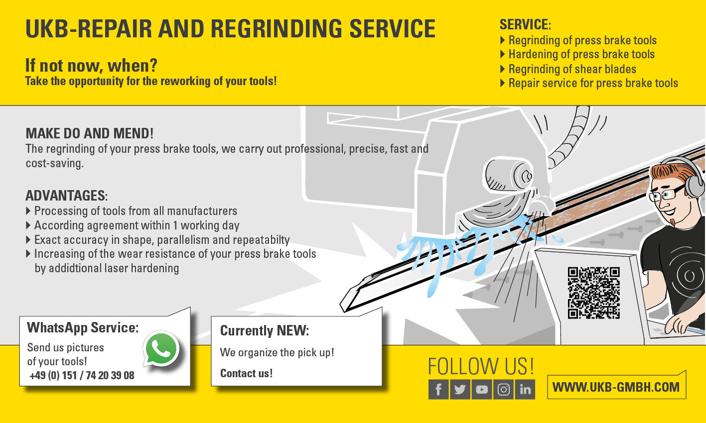 UKB-Regrindingservice for press brake tools and shear blades