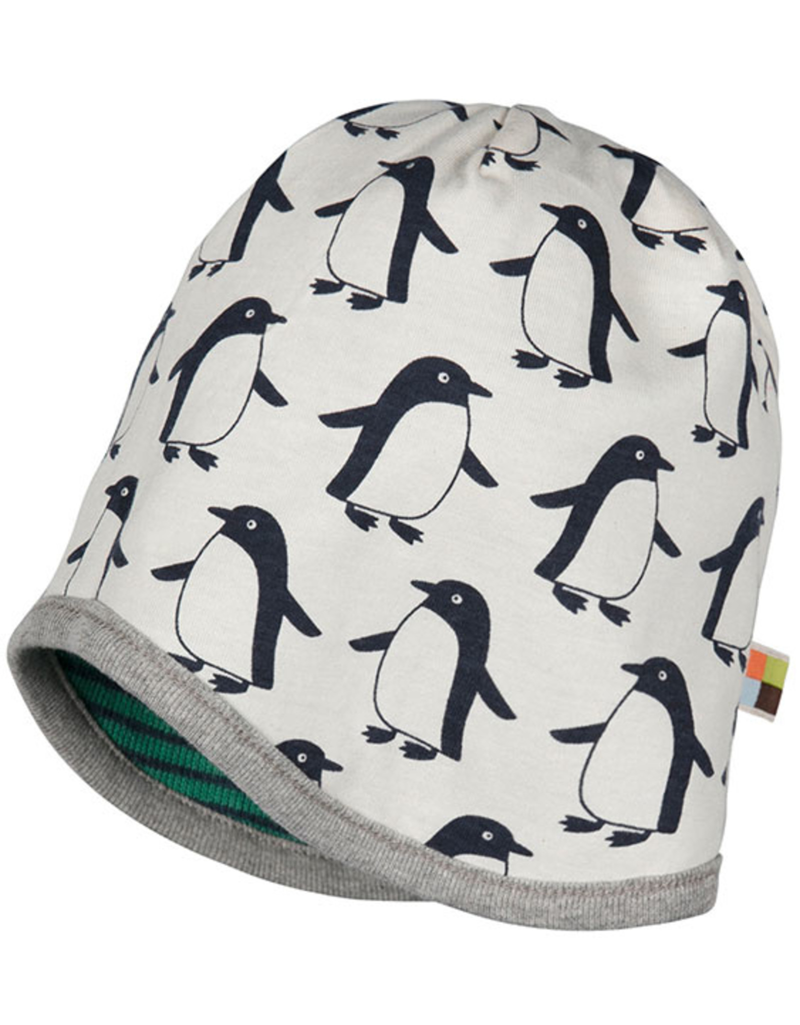 loud+proud Children's hat - green with penguins
