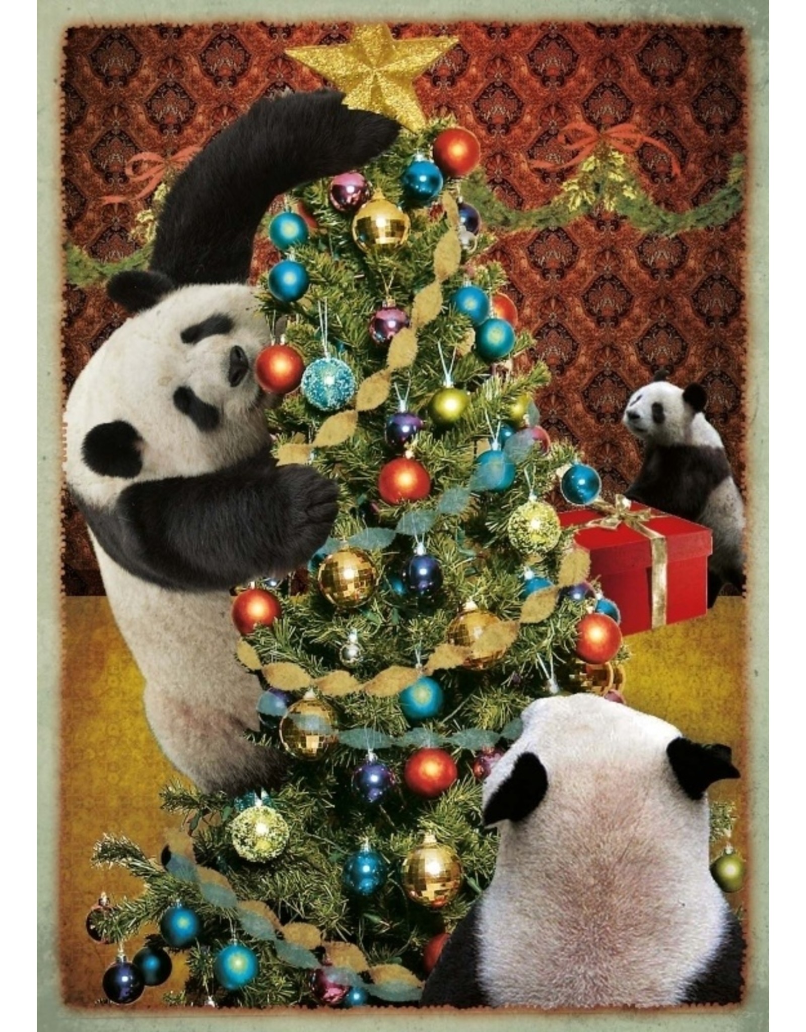 Christmas card - panda christmas
