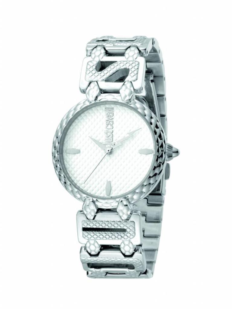 Just Cavalli Only Time logo Collection Silver Silver 32 MM - Dames horloge (JC1L056M0015 ) -