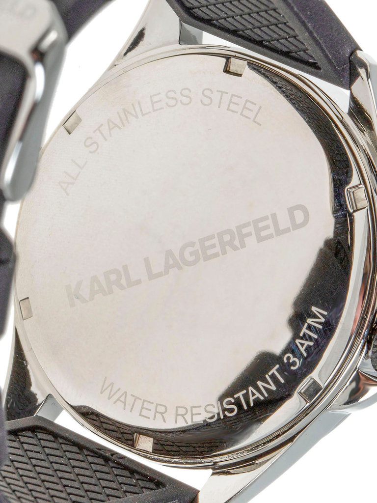Kar Lagerfeld Heren horloge Karl Ikonik Silicone Strap Zilver Zwart 5513178  - LABELDELUXE