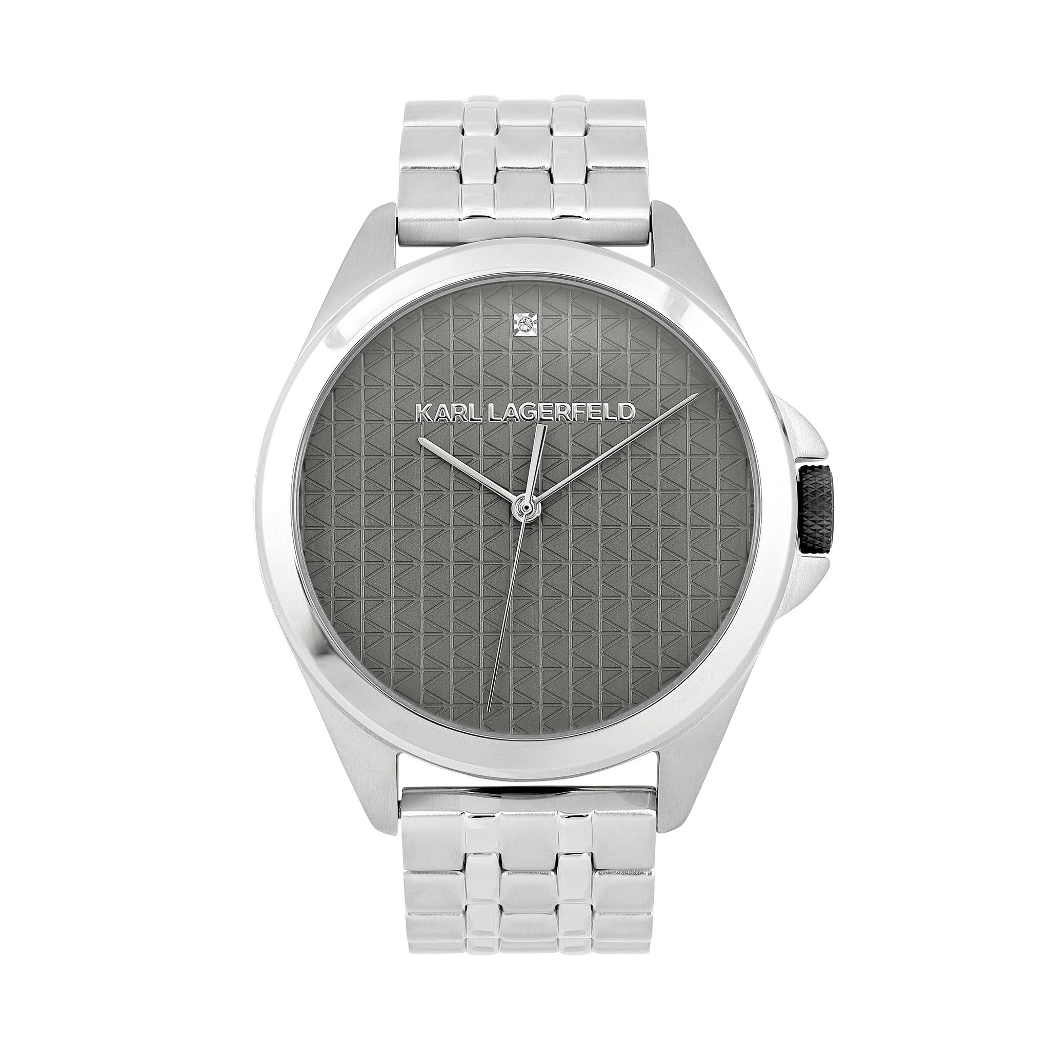 Karl Lagefeld Heren horloge K Pattern Bracelet staal Zilver Donker Grijs 42  MM 5513156 - LABELDELUXE