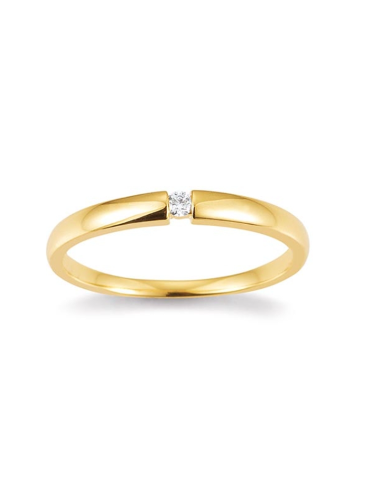 Vermoorden Misverstand component Gouden Ring 14 Karaat goud 585 met 1 Diamant 0.03 crt Size 55 - LABELDELUXE