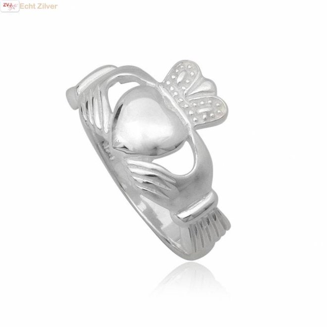 Zilveren keltische heren claddagh ring