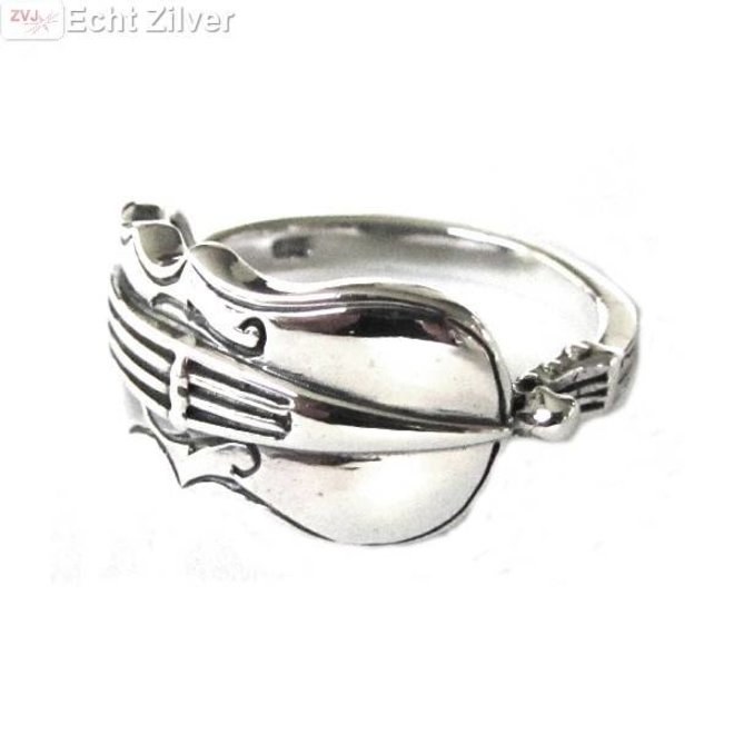 Zilveren viool ring