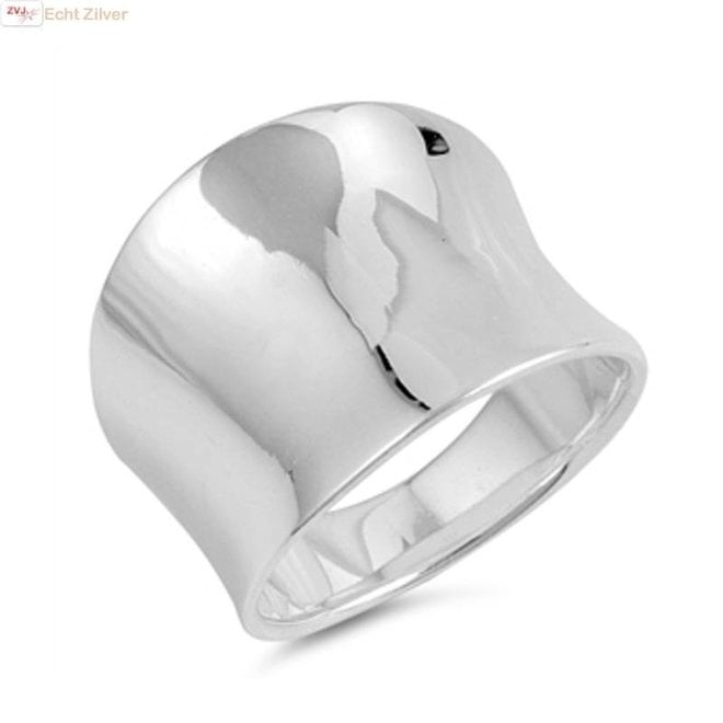 Zilveren strak design concave ring