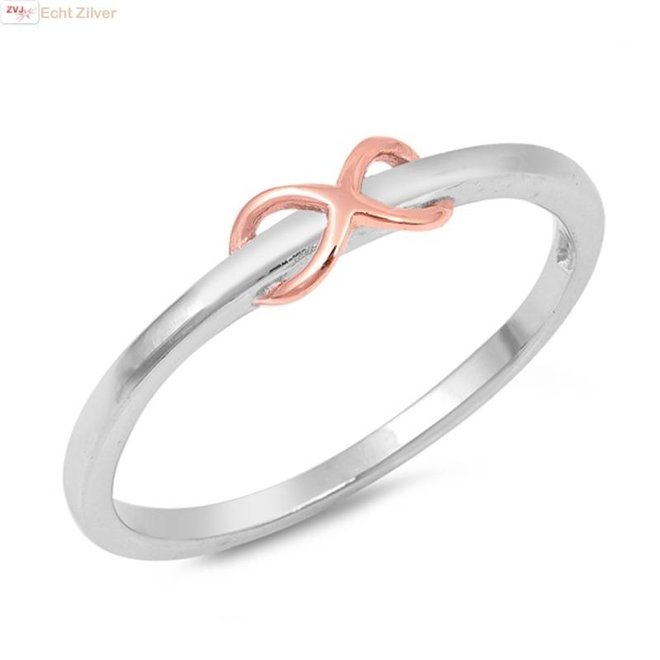 Zilveren vergulde infinity ring