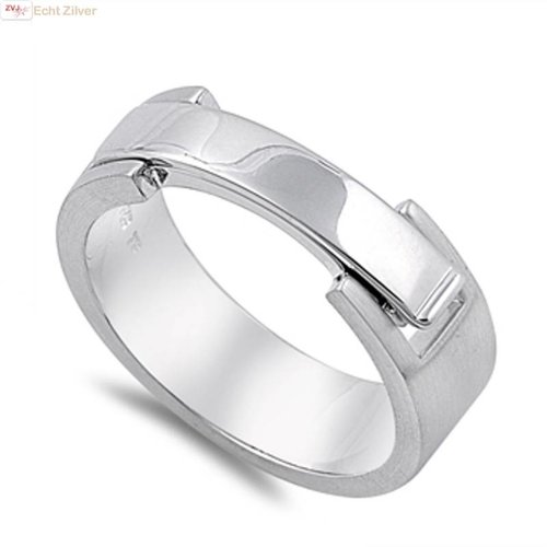 ZilverVoorJou Zilveren dames of heren love ring mat hoogglans ZilverVoorJou Zilveren dames of heren love ring mat hoogglans