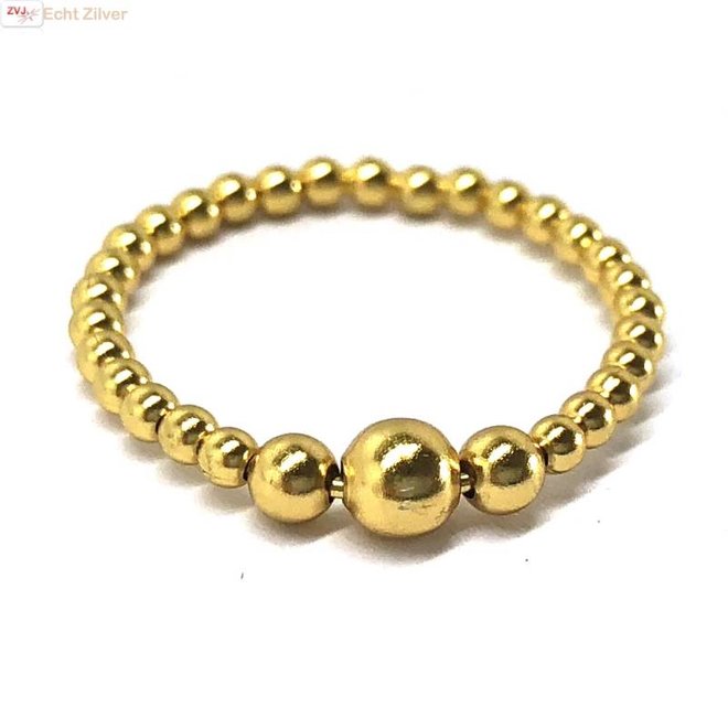Gold plated zilveren balletjes ring ringmaat 16