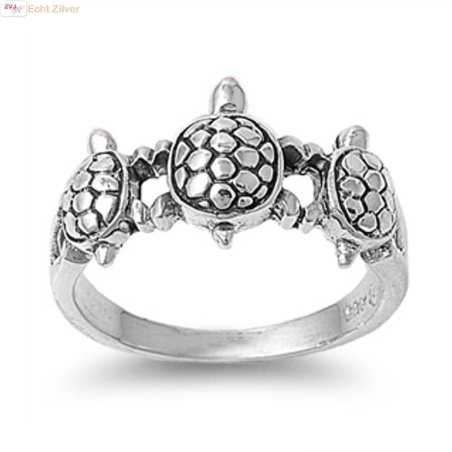 Zilveren schildpad turtle ring