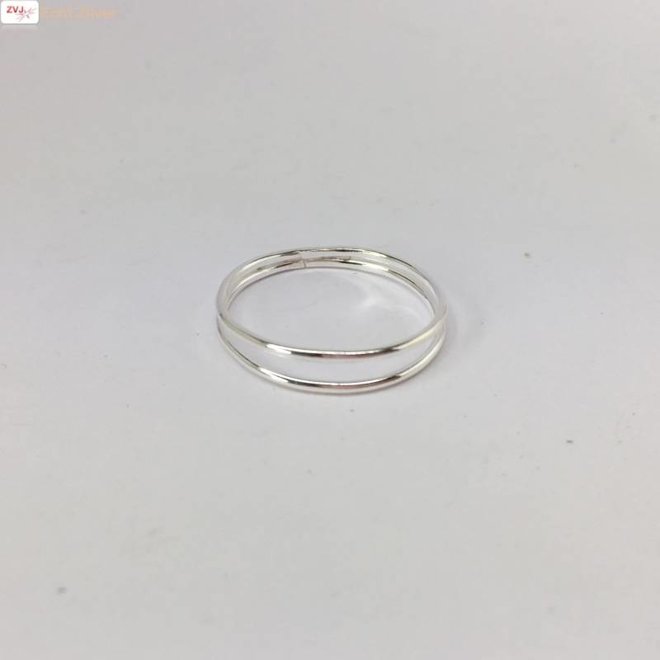 Zilveren fijne twee ringen ring