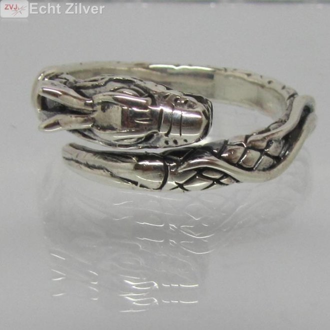 Zilveren draak ring