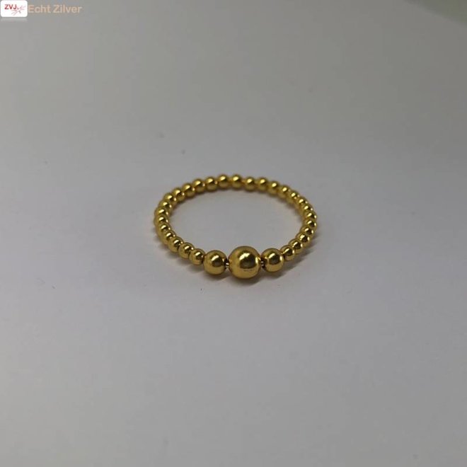 Gold plated zilveren balletjes ring ringmaat 16