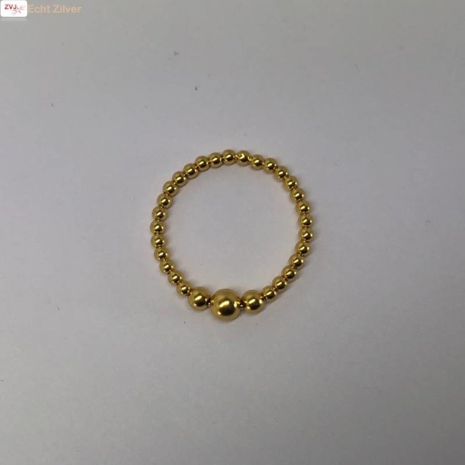 Gold plated zilveren balletjes ring ringmaat 16