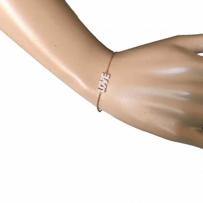 Zilveren Armband LOVE Wit CZ 17+3CM rhodium