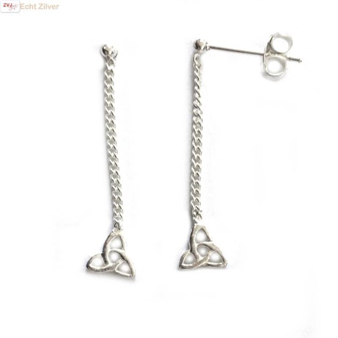 Zilveren keltische knoop oorstekers, hangers
