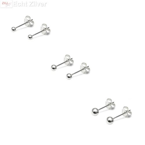 ZilverVoorJou Zilveren set oorknopjes, 3 4 en 5 mm ZilverVoorJou Zilveren set oorknopjes, 3 4 en 5 mm